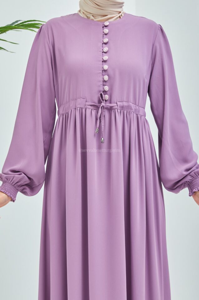 SELVİ DÜĞMELİ ELBİSE