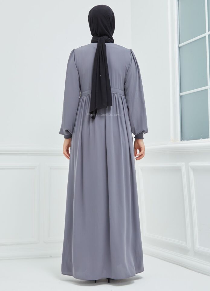 SELVİ DÜĞMELİ ELBİSE